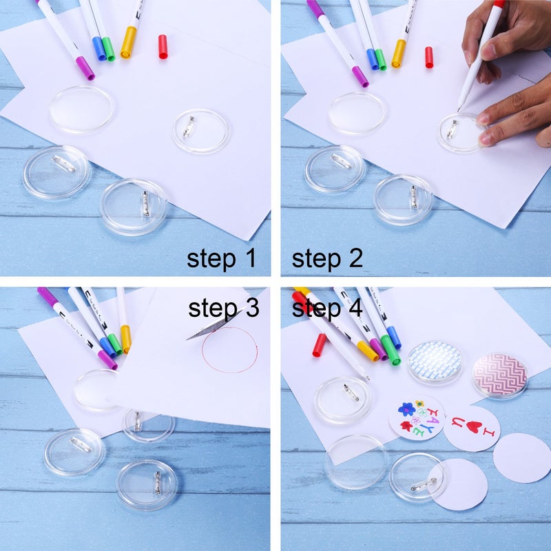 Aboat 25 Sets Design a Button Clear Acrylic Button Badges Kit with Pins for DIY Crafts and Craft Activities (2.36 Inch) - Image 3